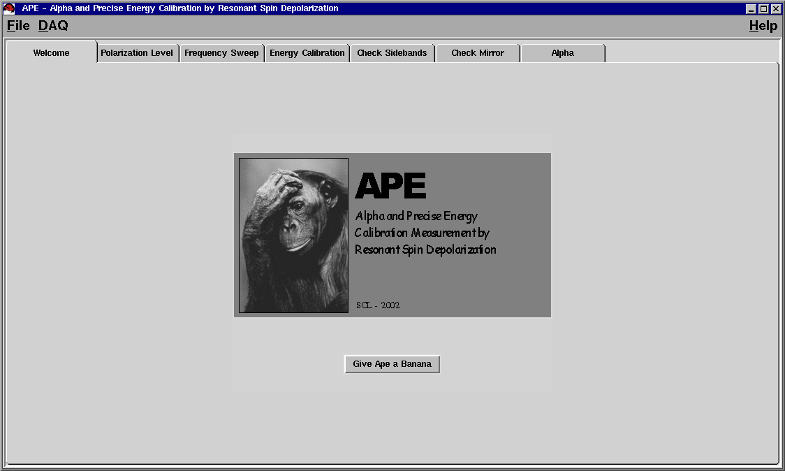 APE's GUI window after program start