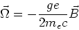 \begin{displaymath}
\vec \Omega = -\frac{ge}{2{m_e}c}\vec B
\end{displaymath}